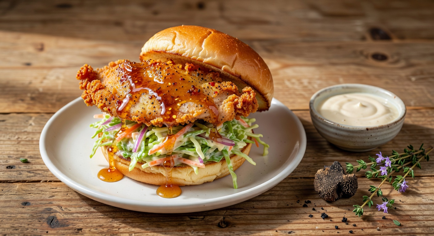 Spicy chicken sandwich with slaw